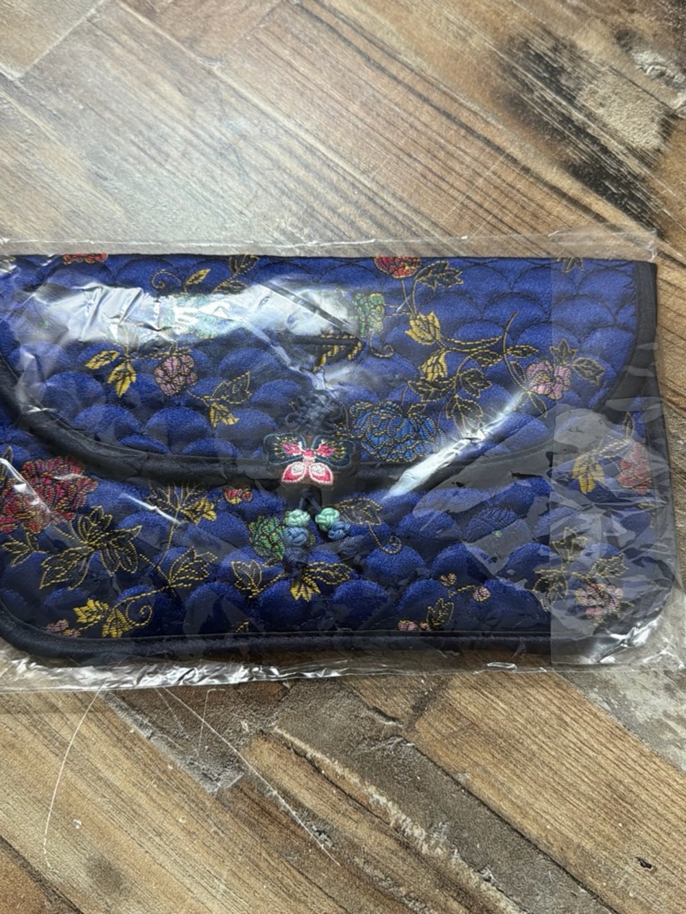 & Other Stories Navy Quilted Floral Embroidered Clutch